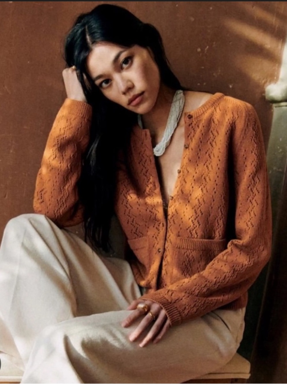 Sezane Jack Cardigan Camel - Size S